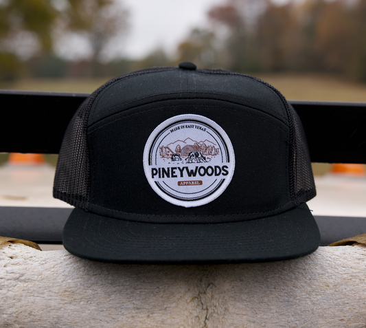 Pineywoods 7-Panel Trucker Hat (BLACK)
